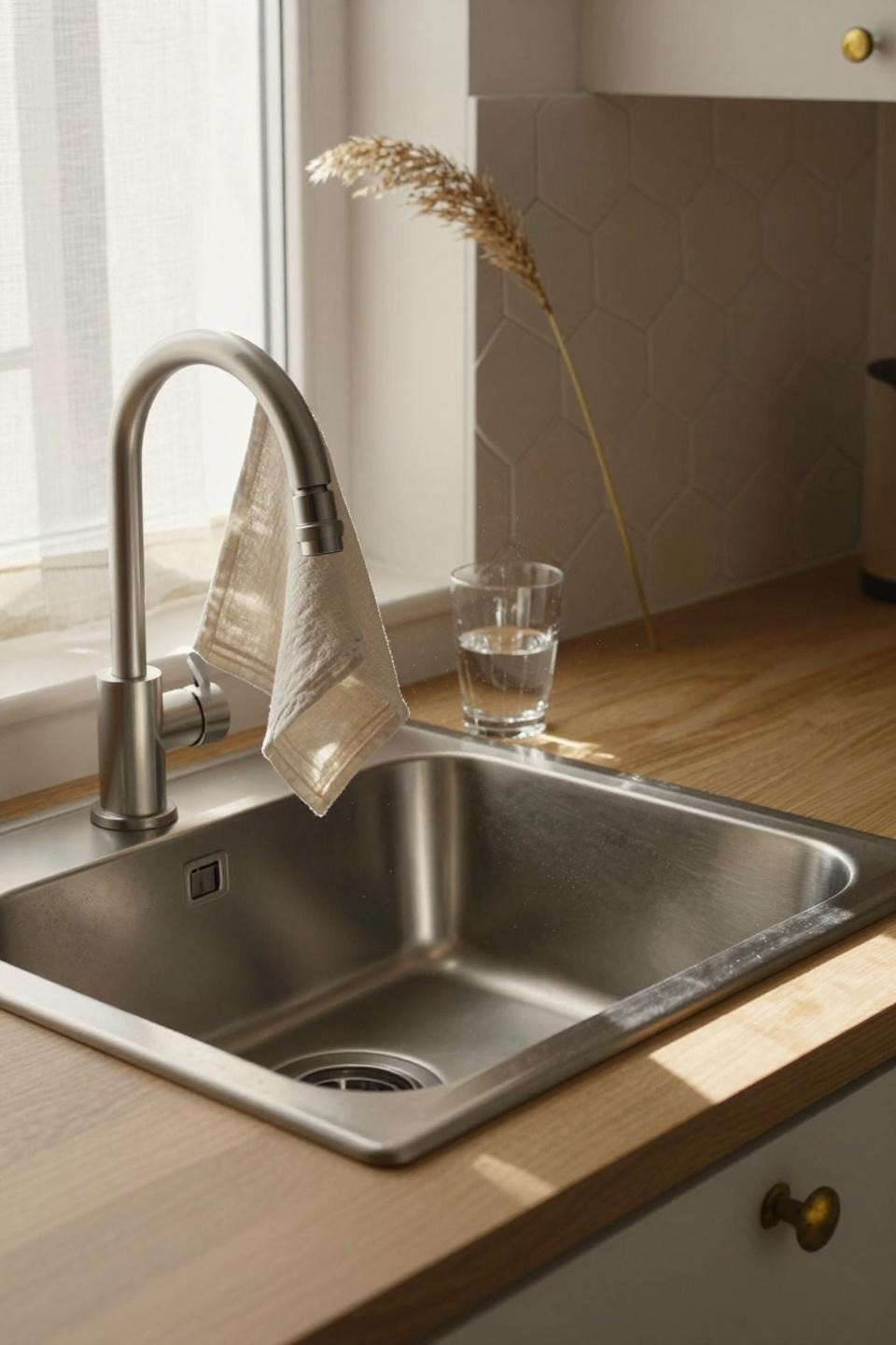 Kitchen Sink Ideas - architectural square-edge stainless steel sink detail