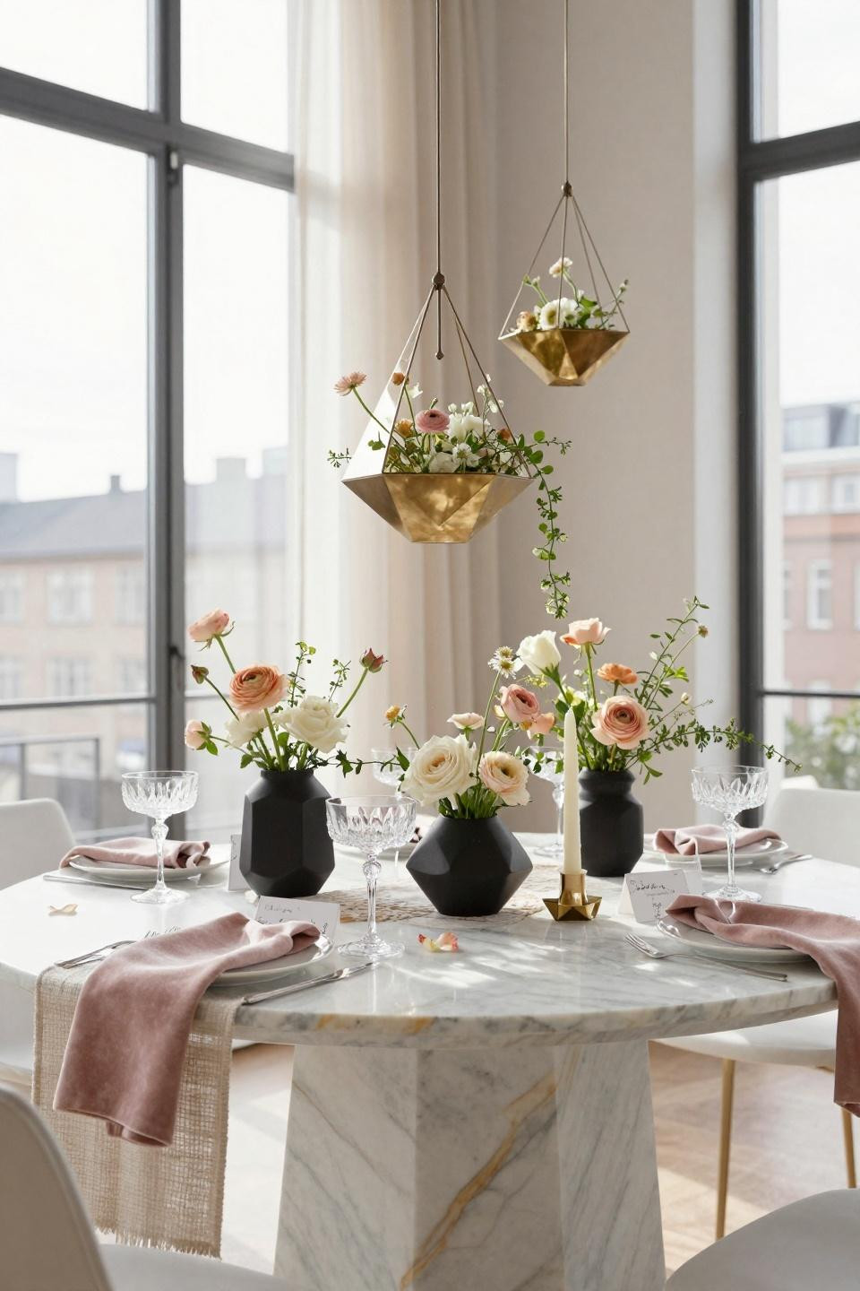 Love Is In Bloom Bridal Shower - Modern geometric setup