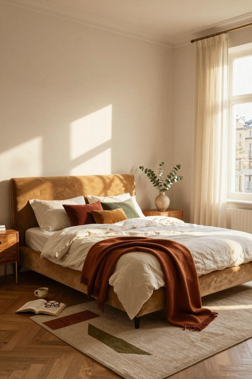 Luxurious bedrooms master romantic with bold color pops