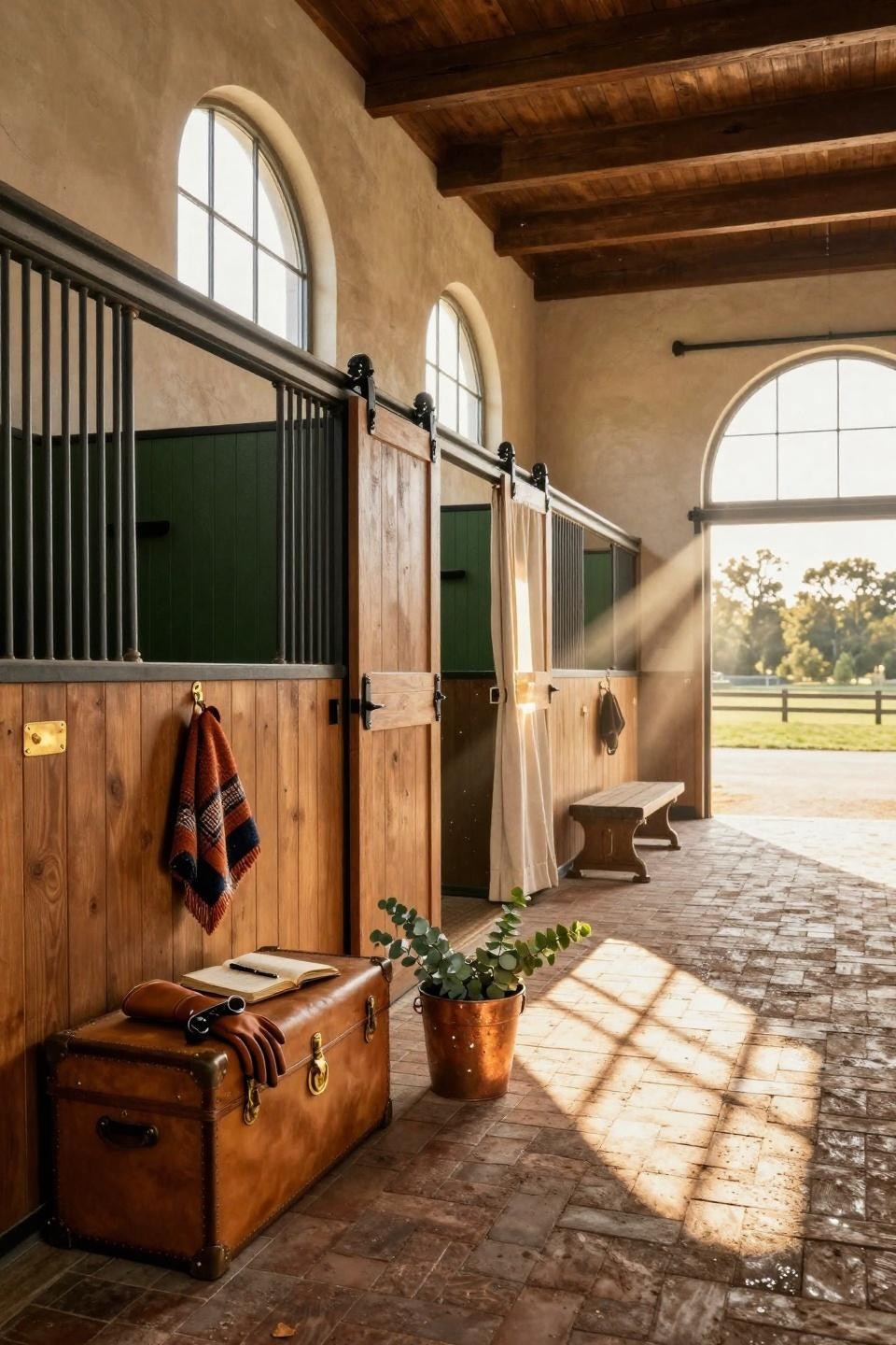 Horse barn ideas stables with seamless indoor-outdoor flow