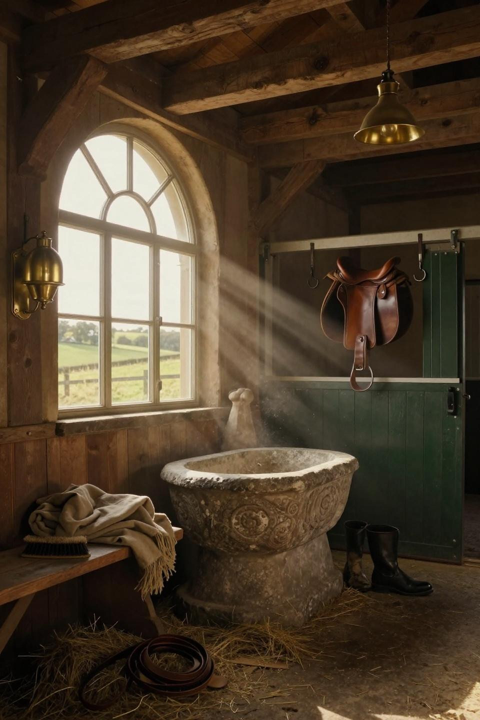 Luxury Horse Stables - pastoral countryside barn