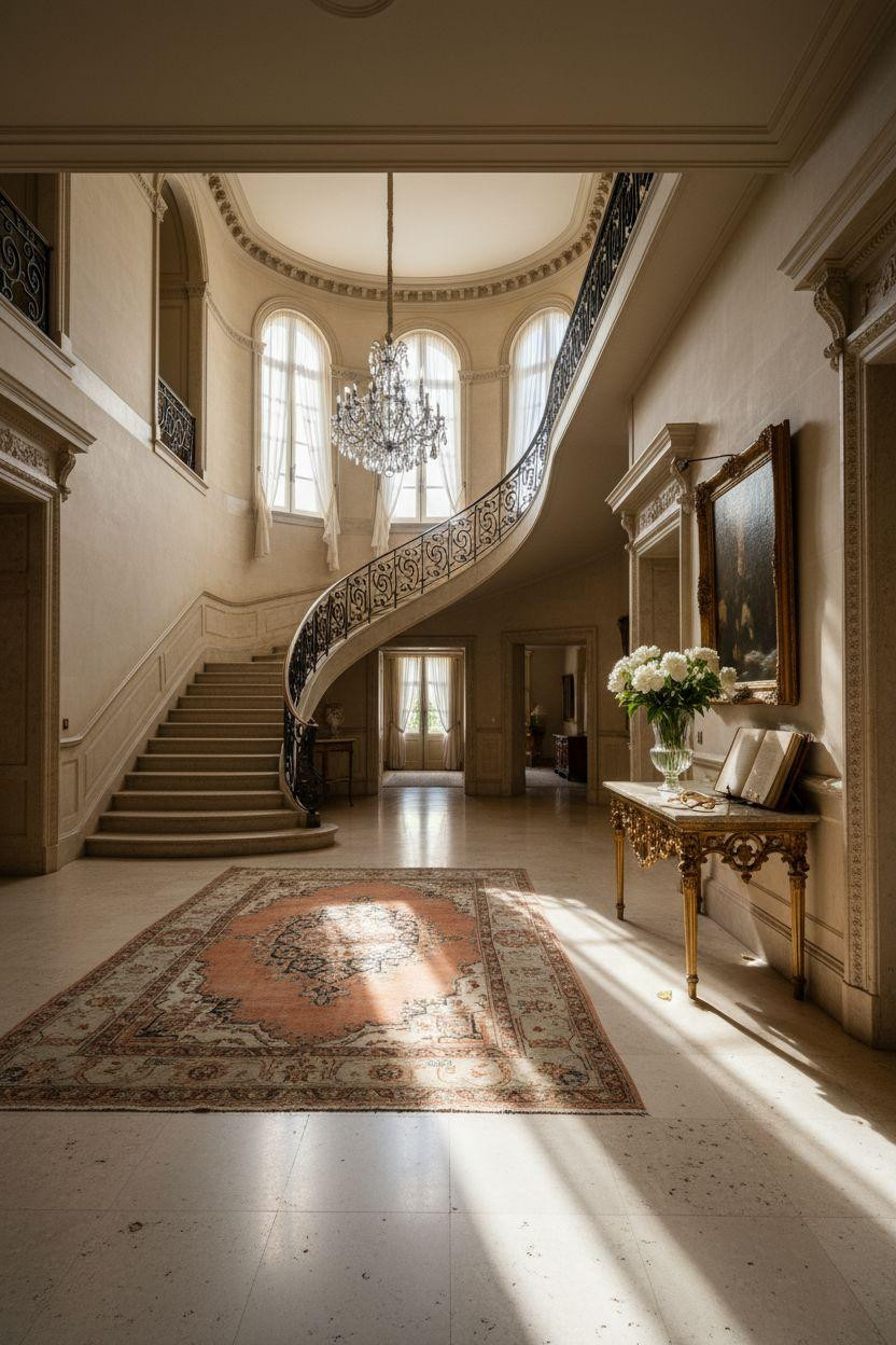 Mansion aesthetic marble staircase in historic estate