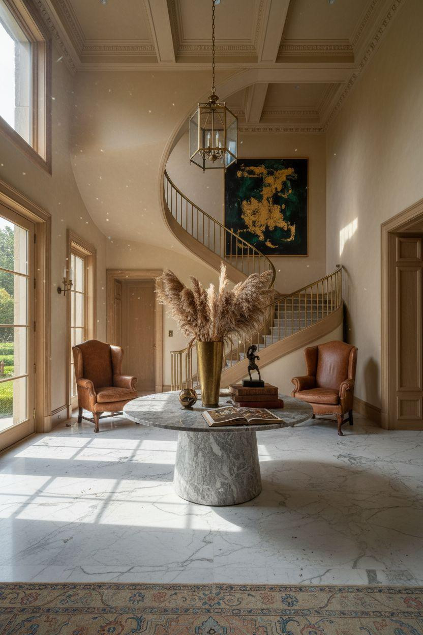 Mansion aesthetic renovated foyer with modern touches