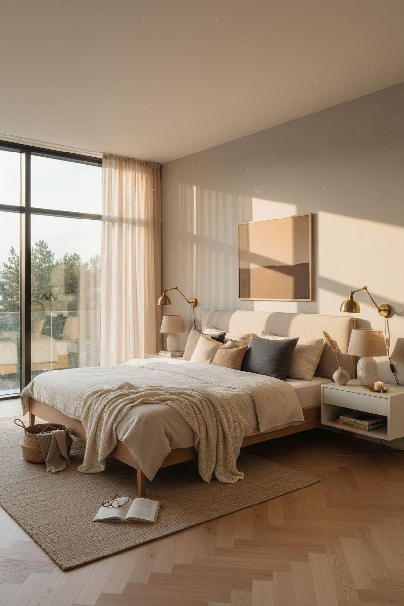 Master Bedrooms Decor - Sophisticated bedroom with limestone accent
