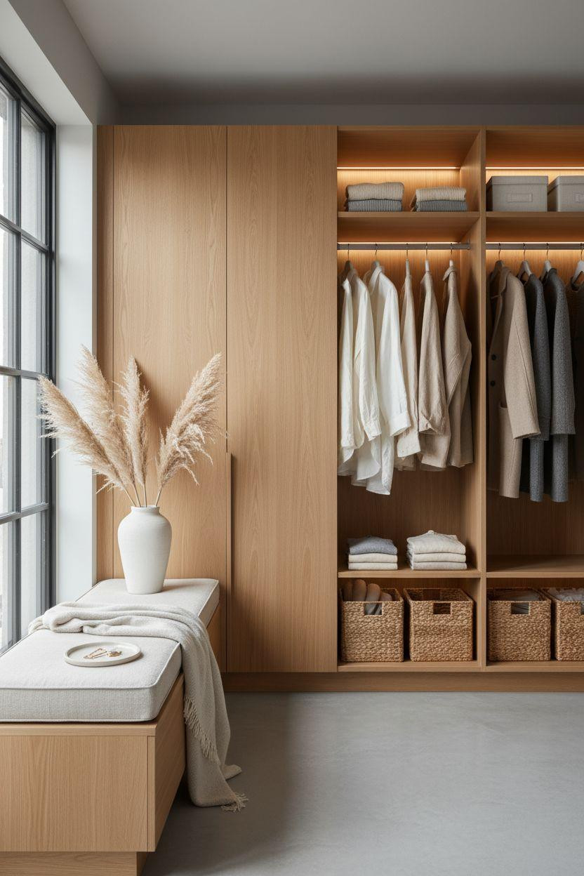 Master closet design with floor-to-ceiling wall storage