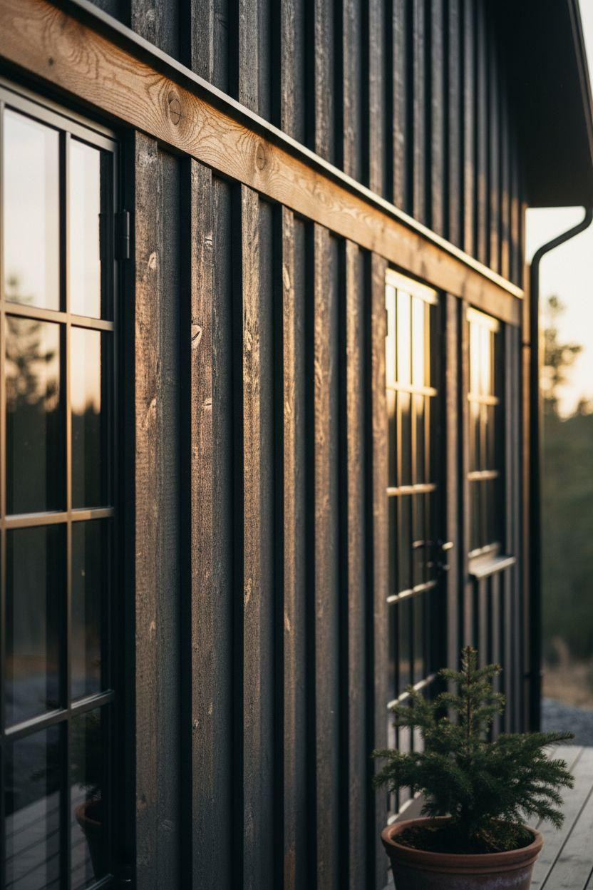 Modern Barn House close-up of wood texture and materials