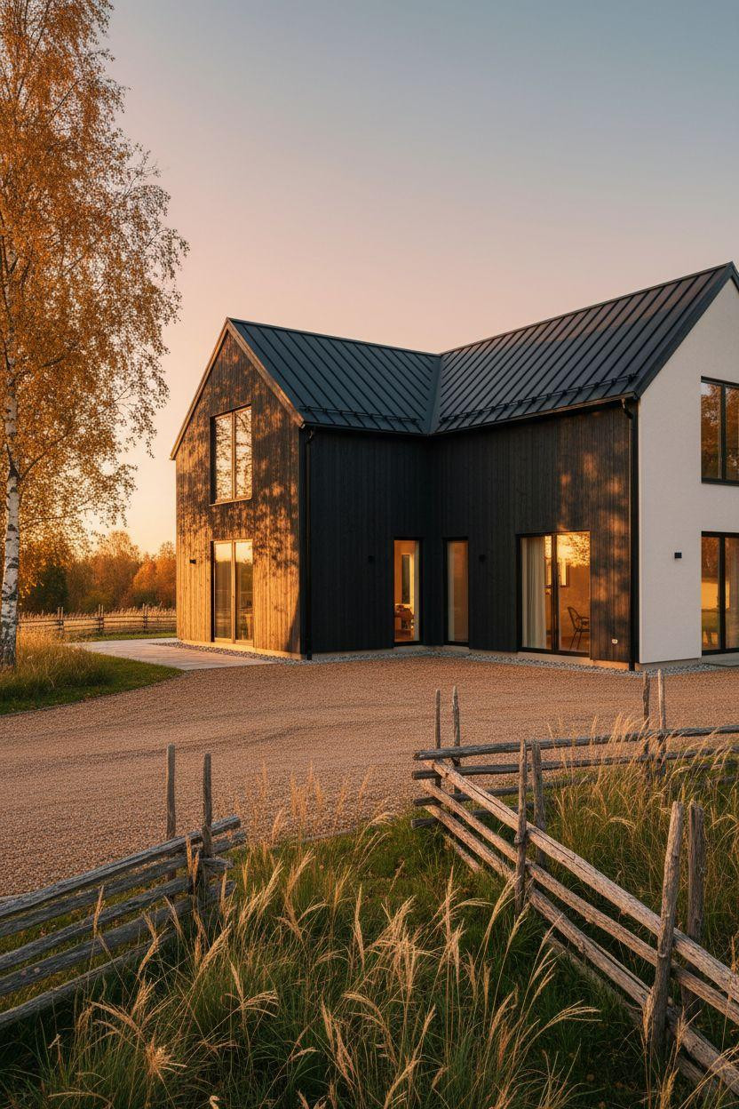 Modern Barn House exterior with vertical cedar siding
