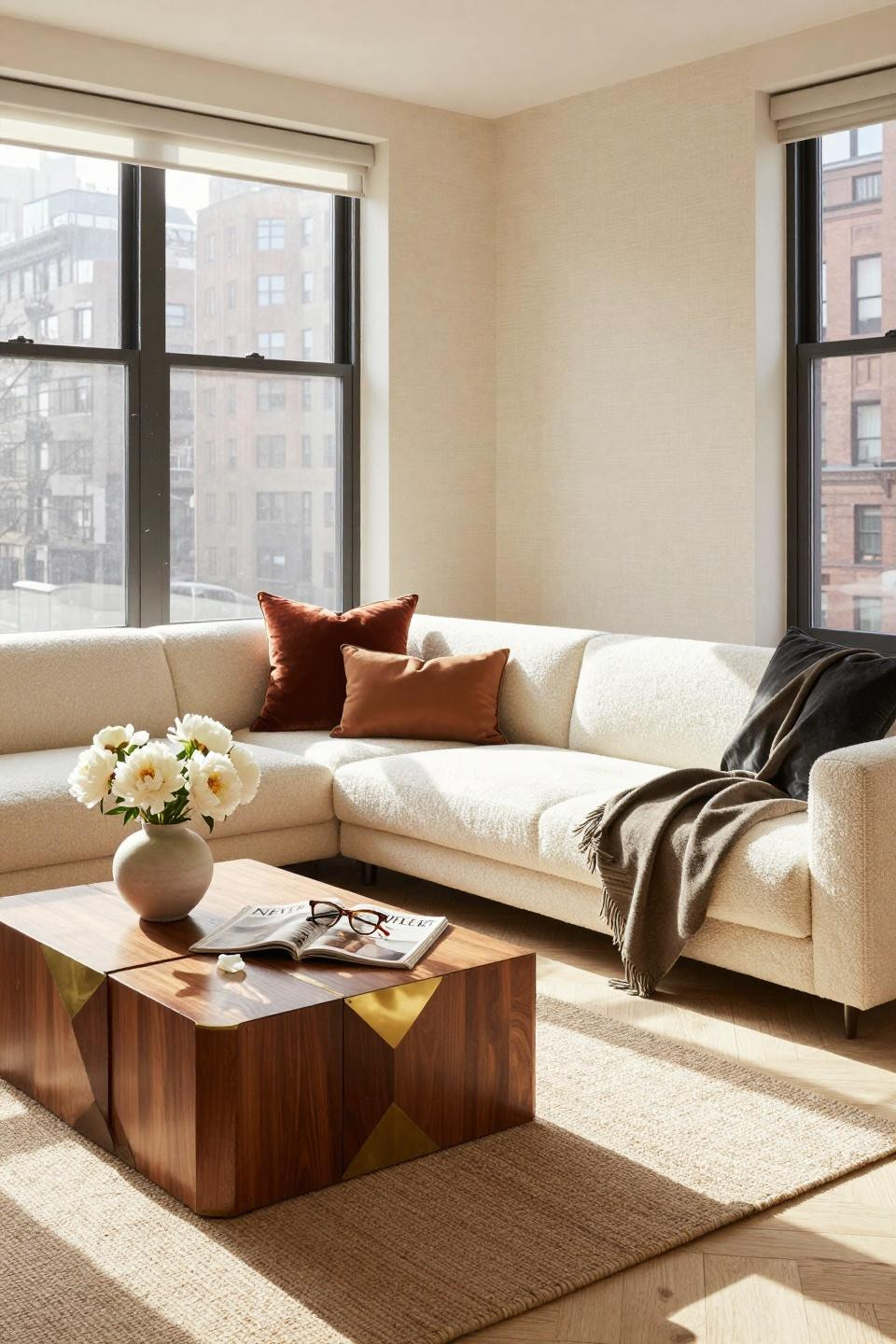 Nancy Meyers Interiors - sophisticated city apartment living room