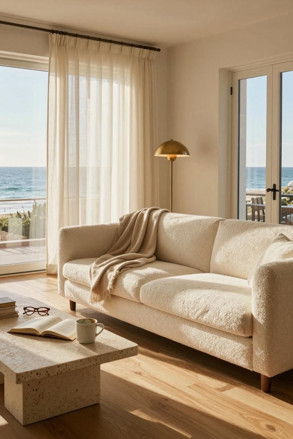 Nancy Meyers Interiors - bright beach house living space
