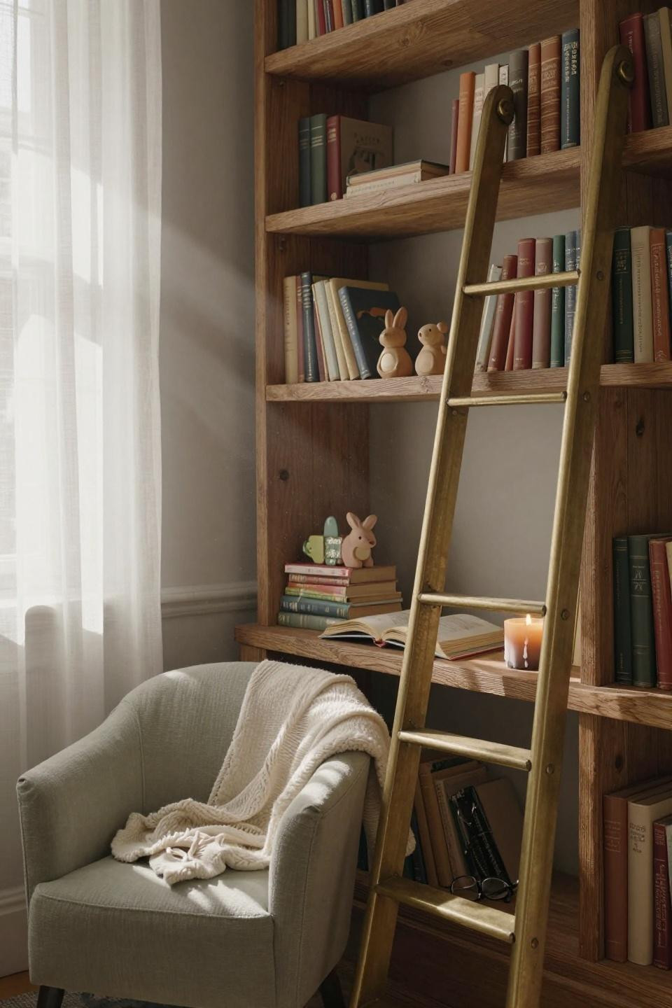 Nursery Bookshelf with library ladder
