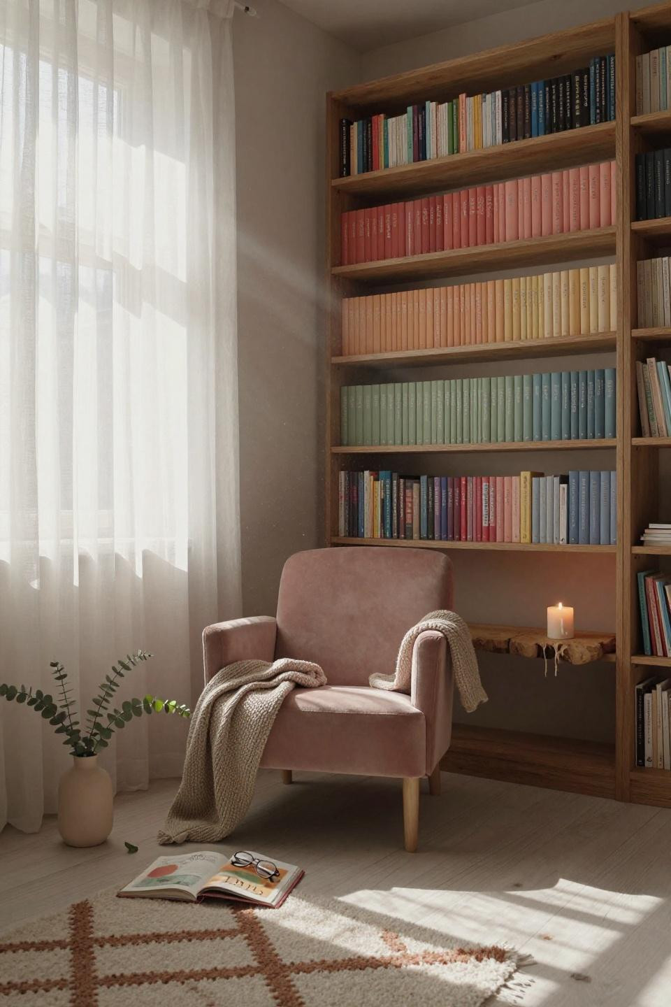 Nursery Bookshelf with colorful books