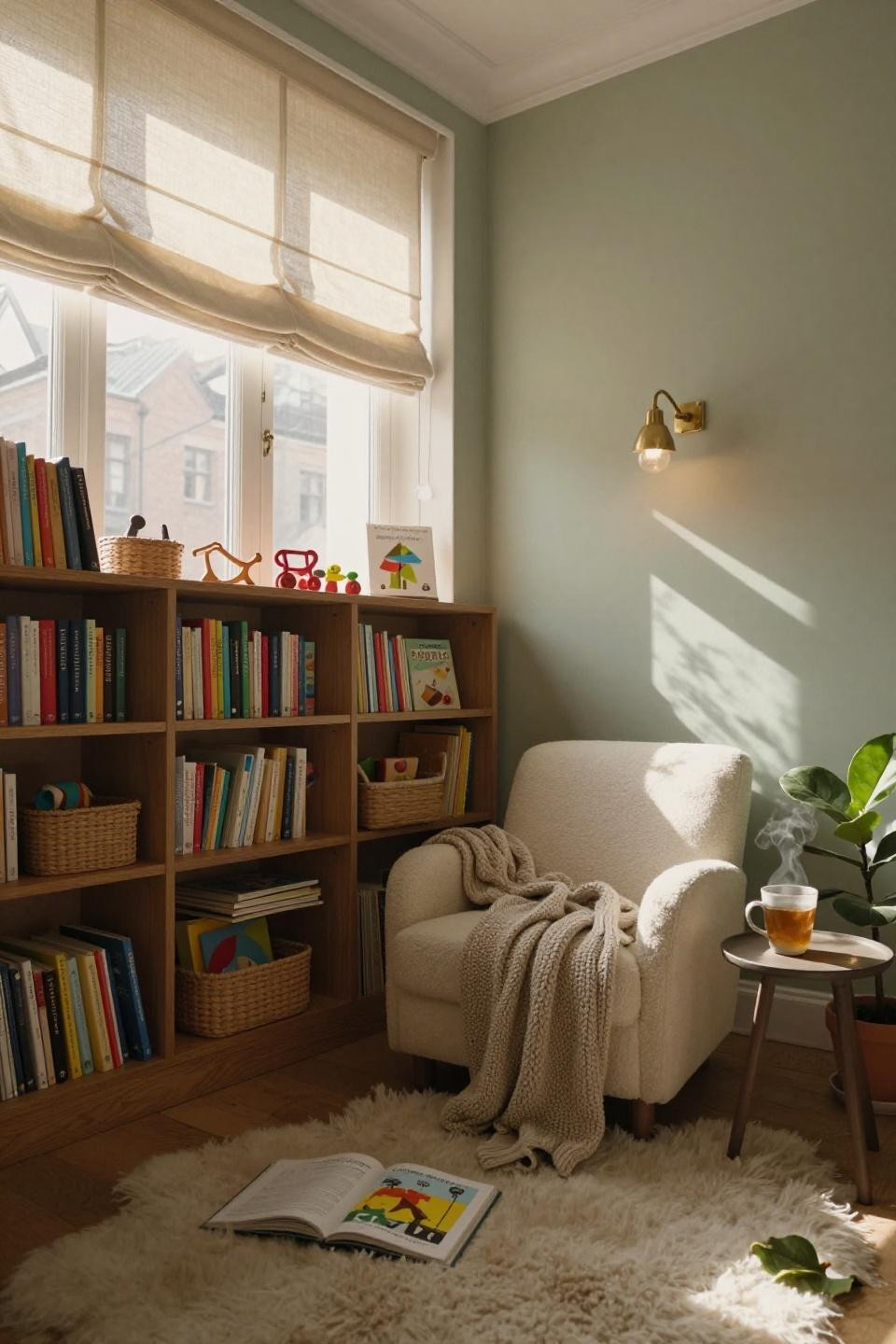 Nursery Bookshelf colorful spines