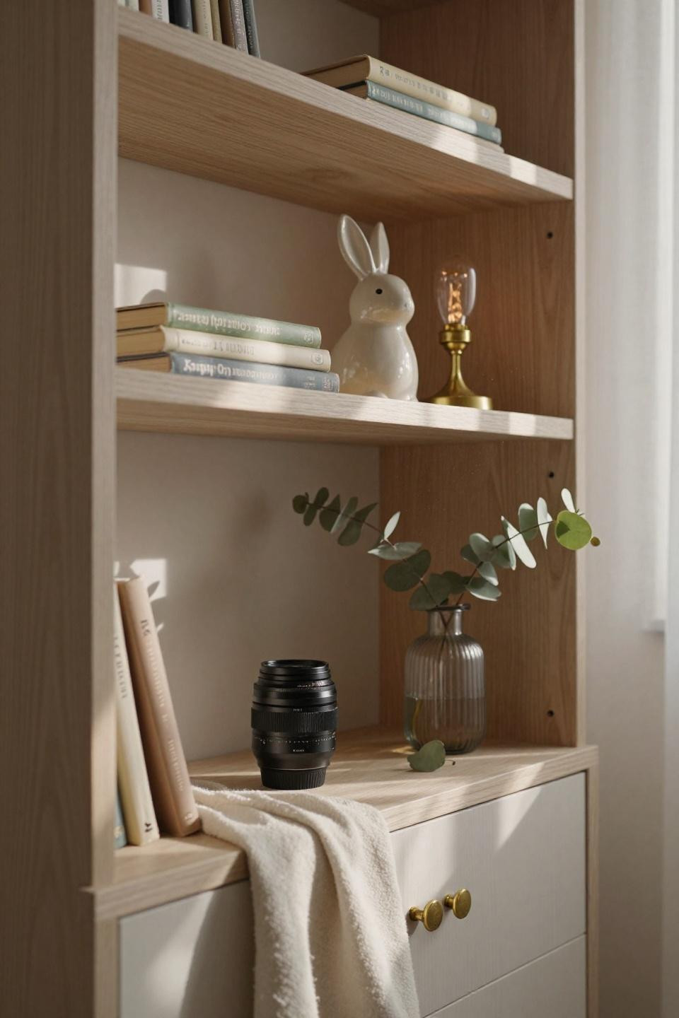 Nursery Bookshelf brass details