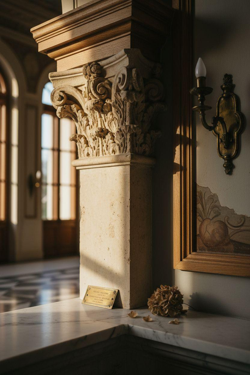 Mansion aesthetic architectural detail with carved stone