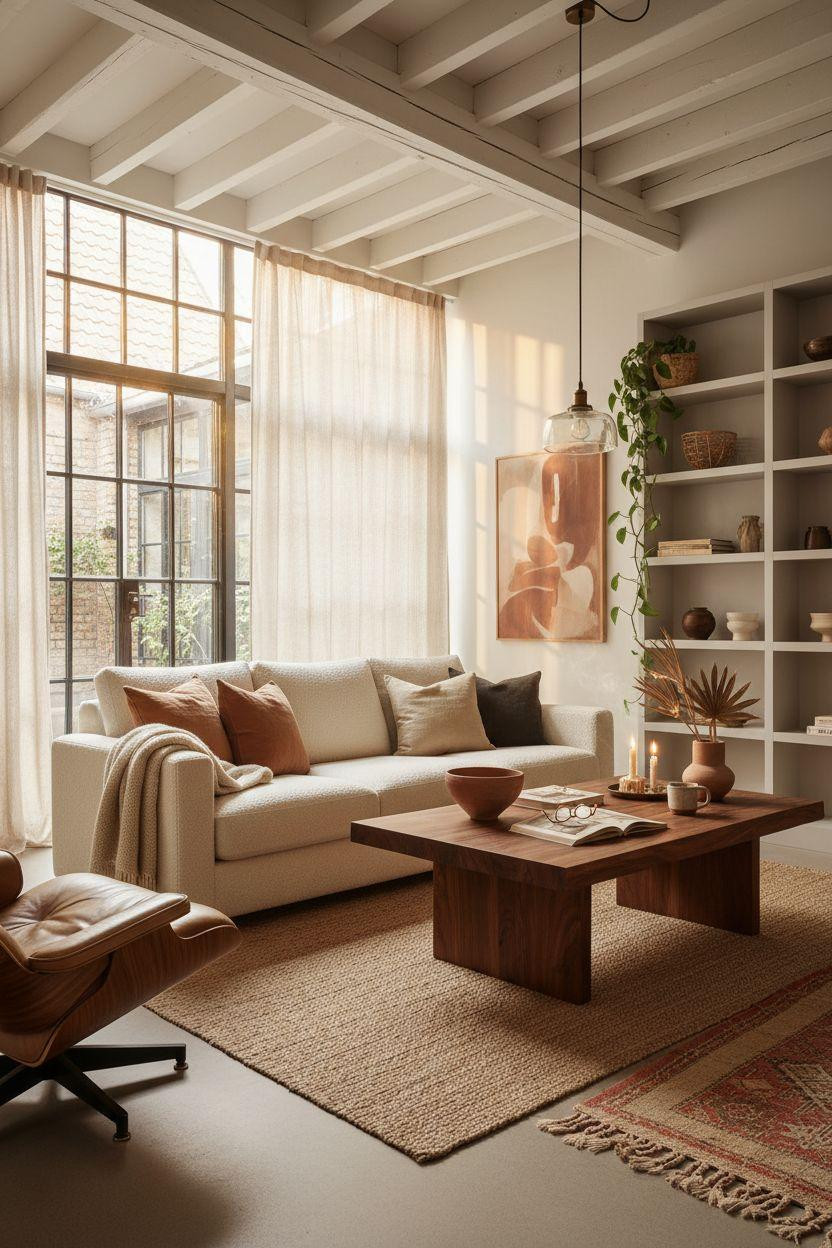 Organic Modern Living Room with expansive windows and natural materials