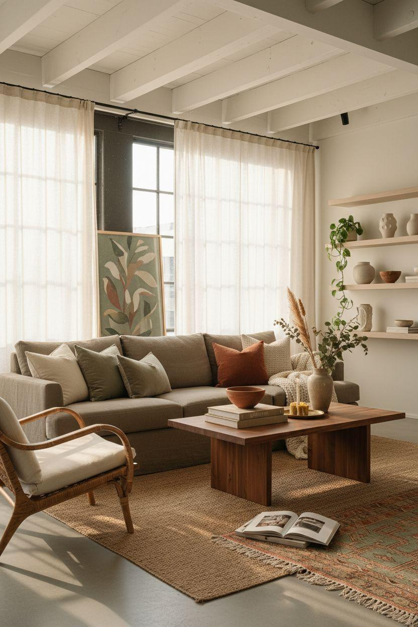 Organic Modern Living Room with perfect styling for social media