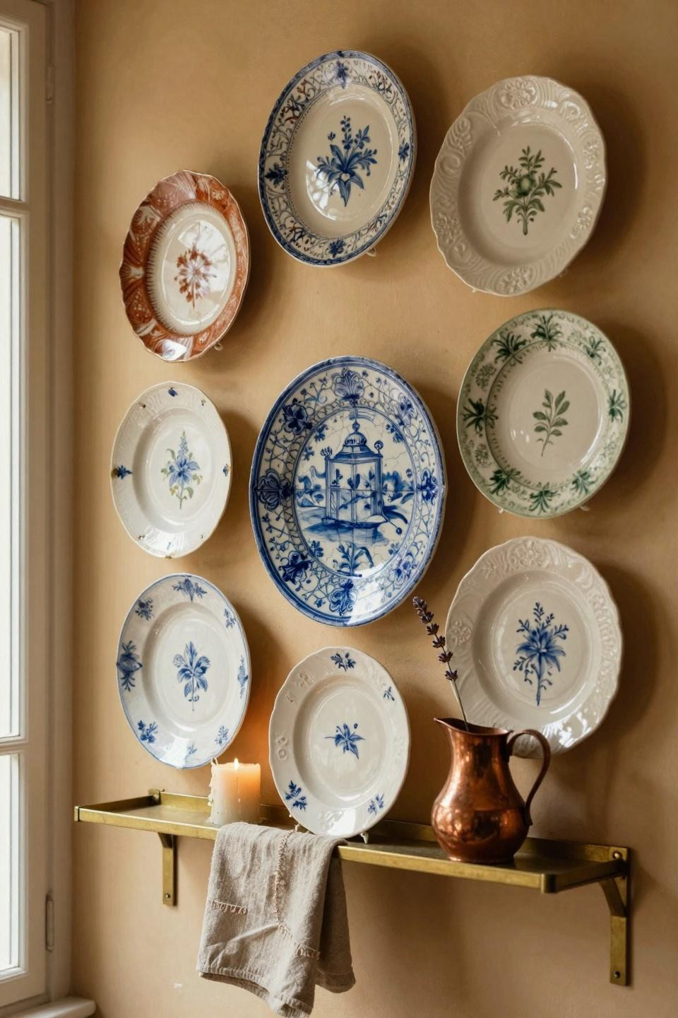 Plate wall decor with Portuguese azulejo plates