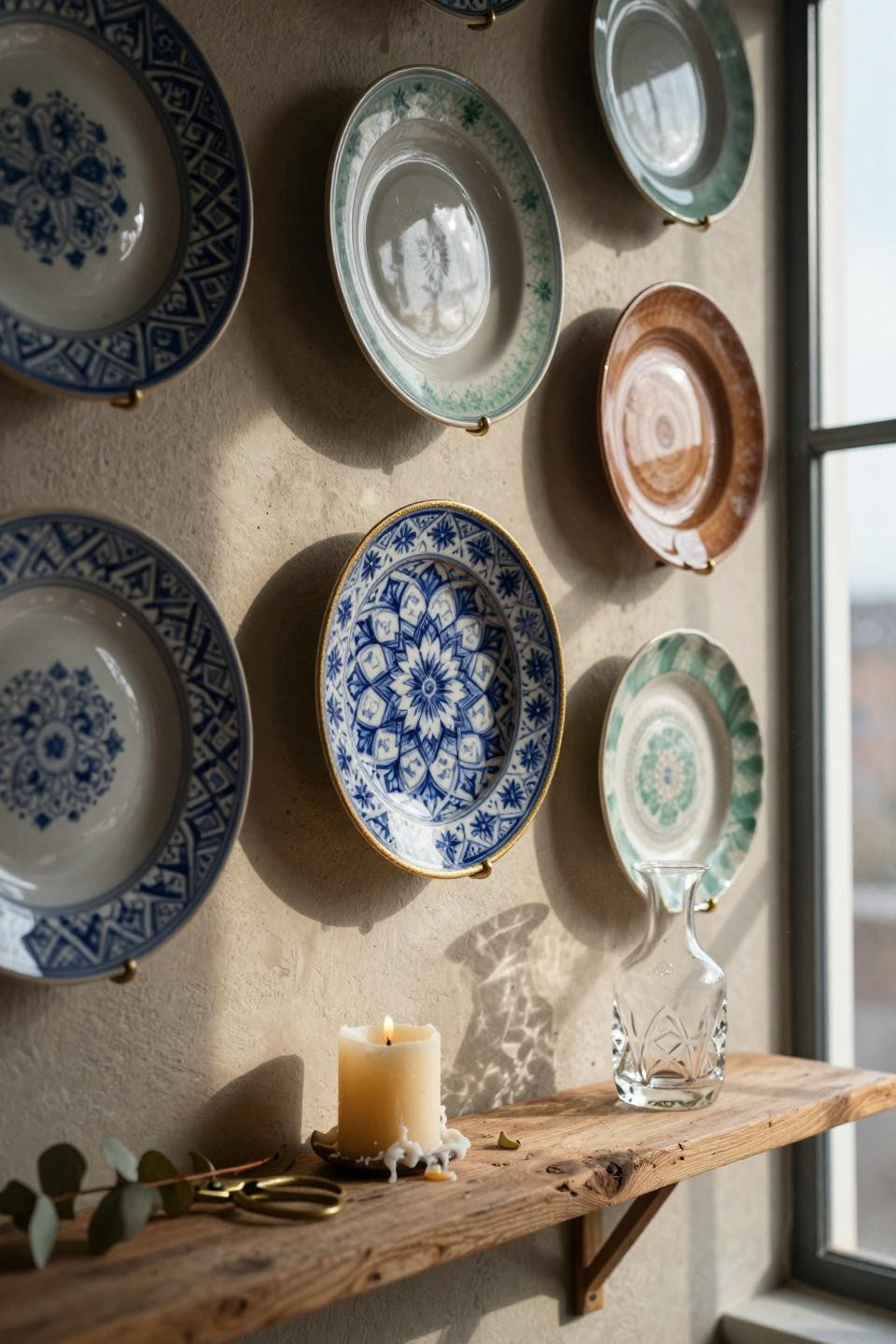Plate wall decor featuring Islamic geometric patterns