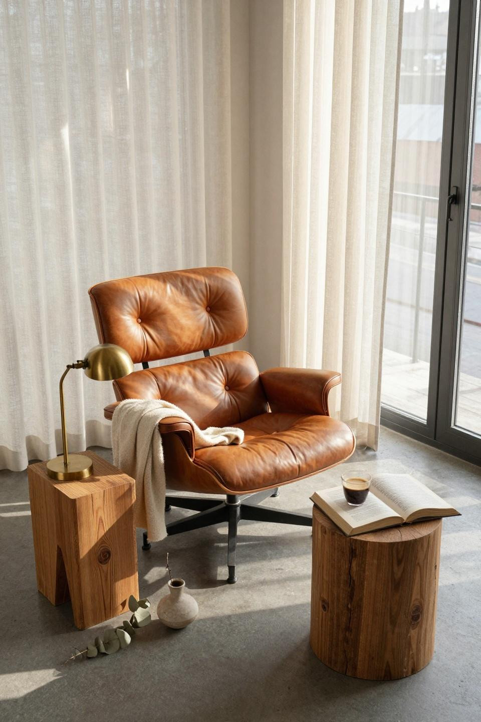 rest corner ideas - Eames style lounge chair in loft space