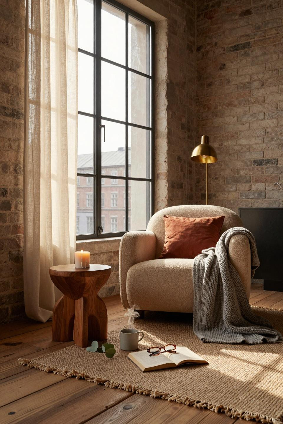 rest corner ideas - textured corner in converted warehouse