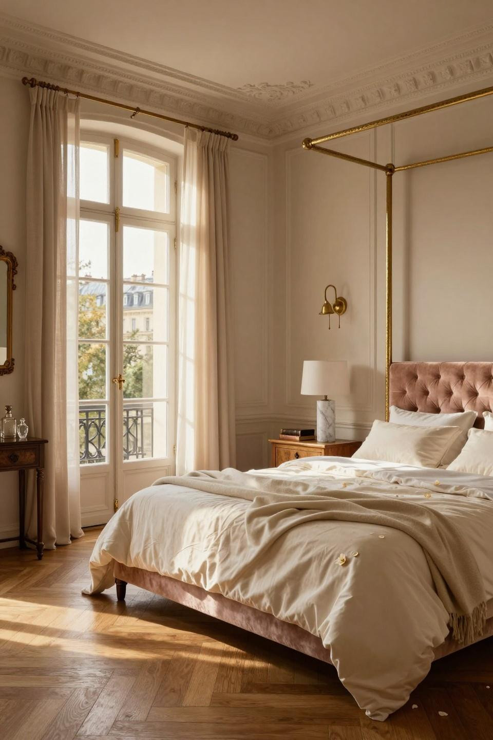 Luxurious bedrooms master romantic with brass canopy frame