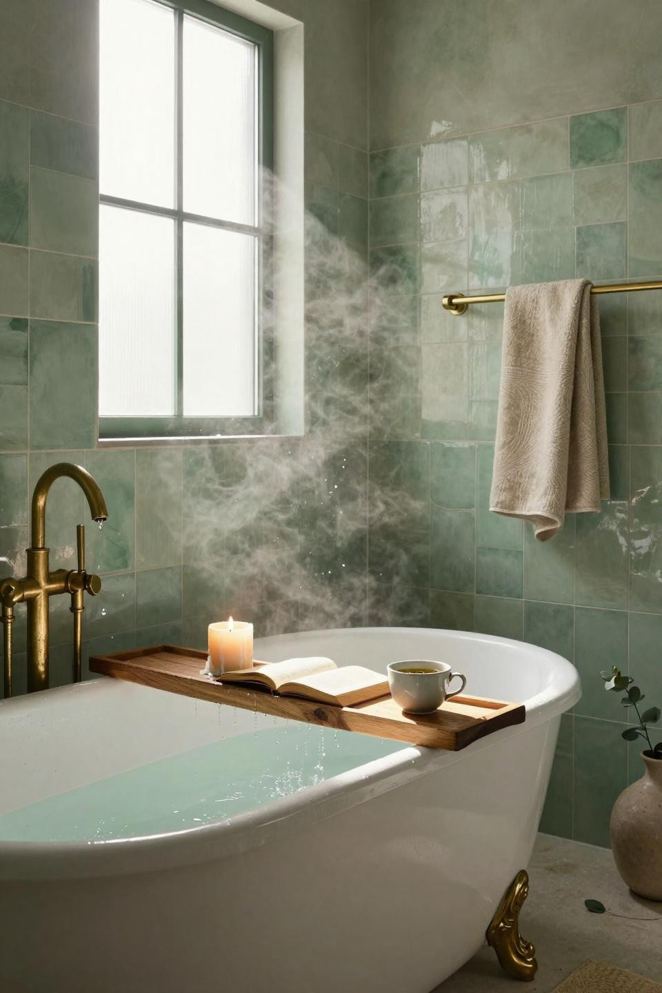 Sage Green Bathroom with bright natural light and airy feel