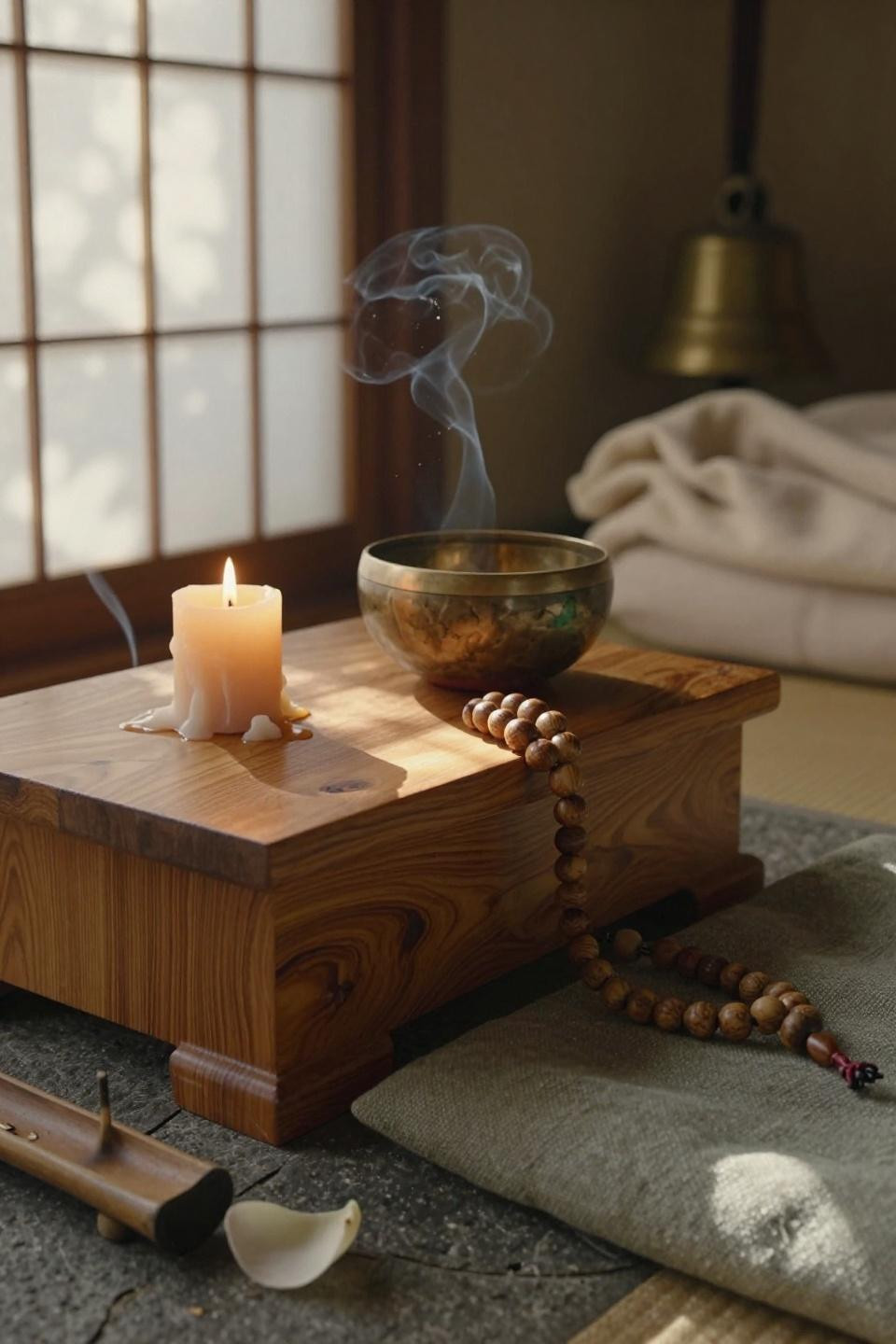 Zen Den Meditation Rooms - hand-carved teak altar detail