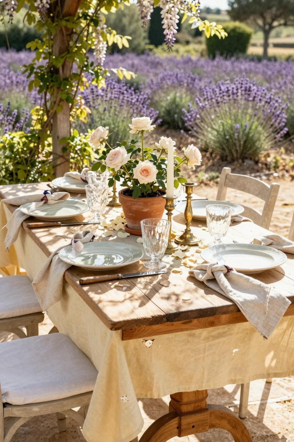 spring tablescapes - casual garden table with mismatched plates