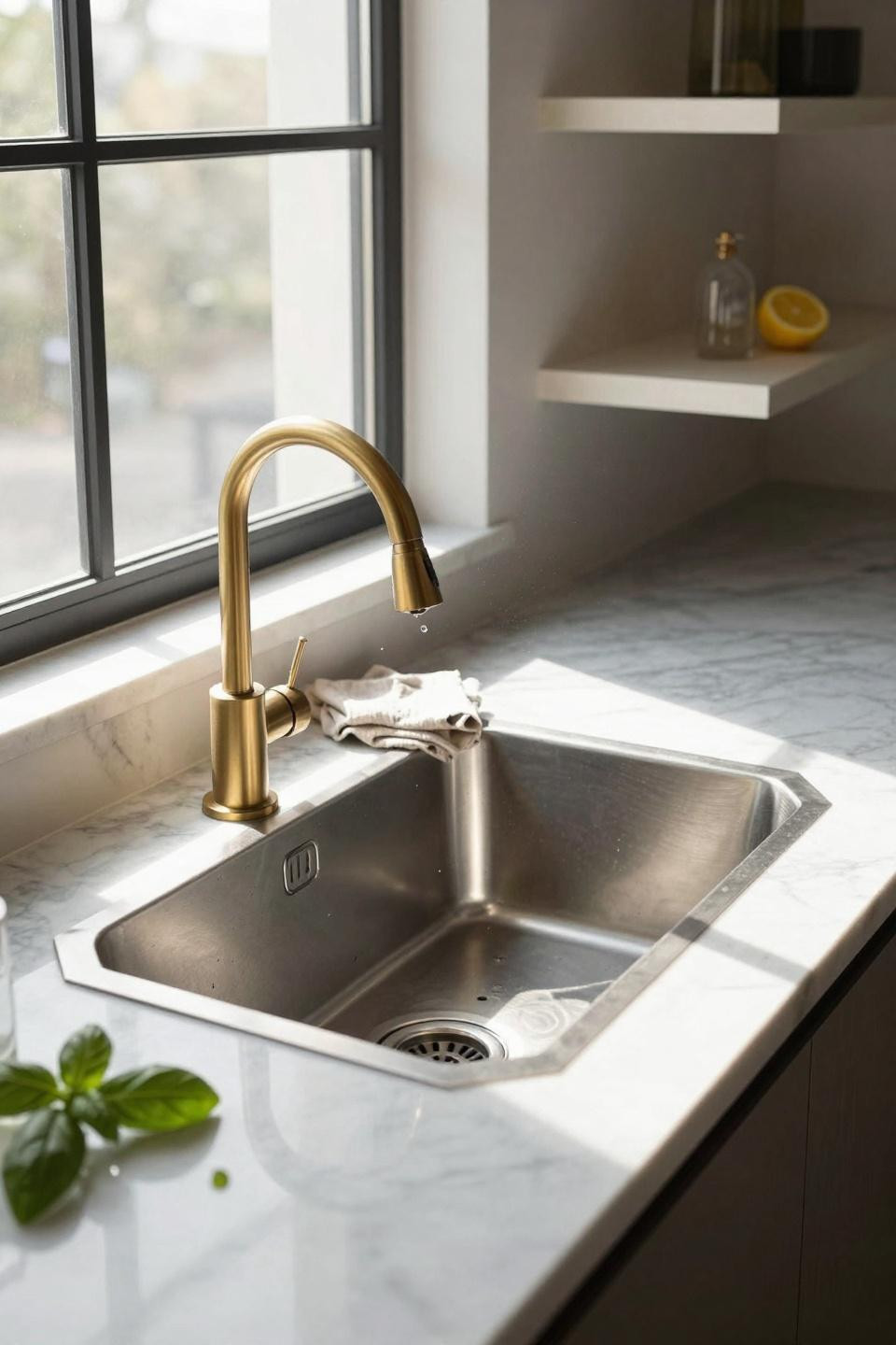 Kitchen Sink Ideas - geometric hexagonal stainless steel basin design