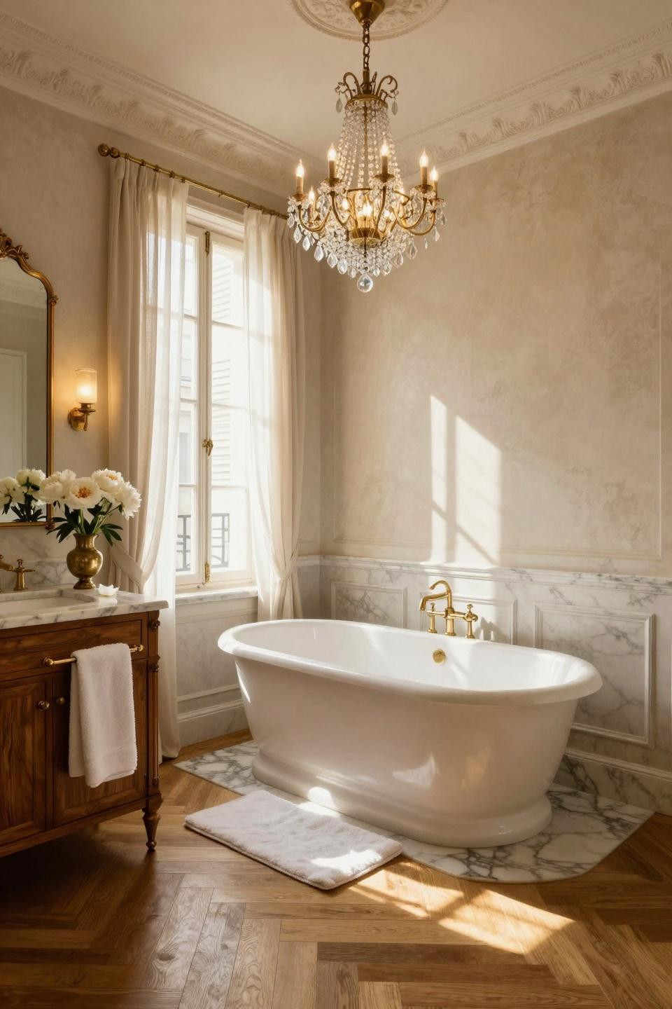 Timeless Bathroom featuring freestanding soaking tub