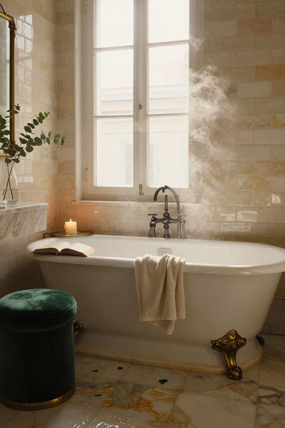 Timeless Bathroom marble countertop with jewel tones