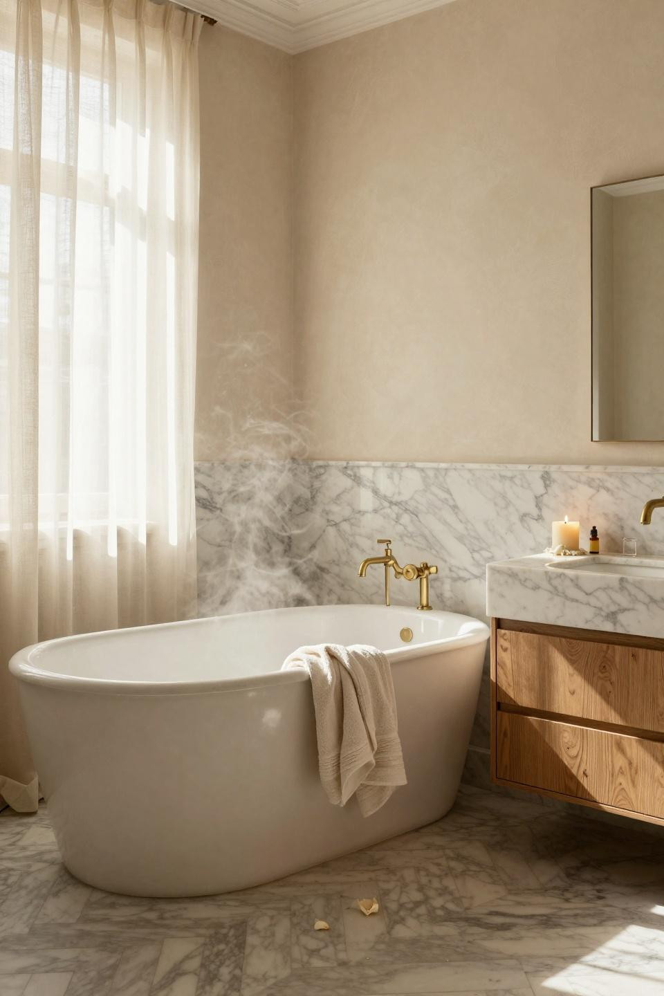 Timeless Bathroom natural stone and organic elements