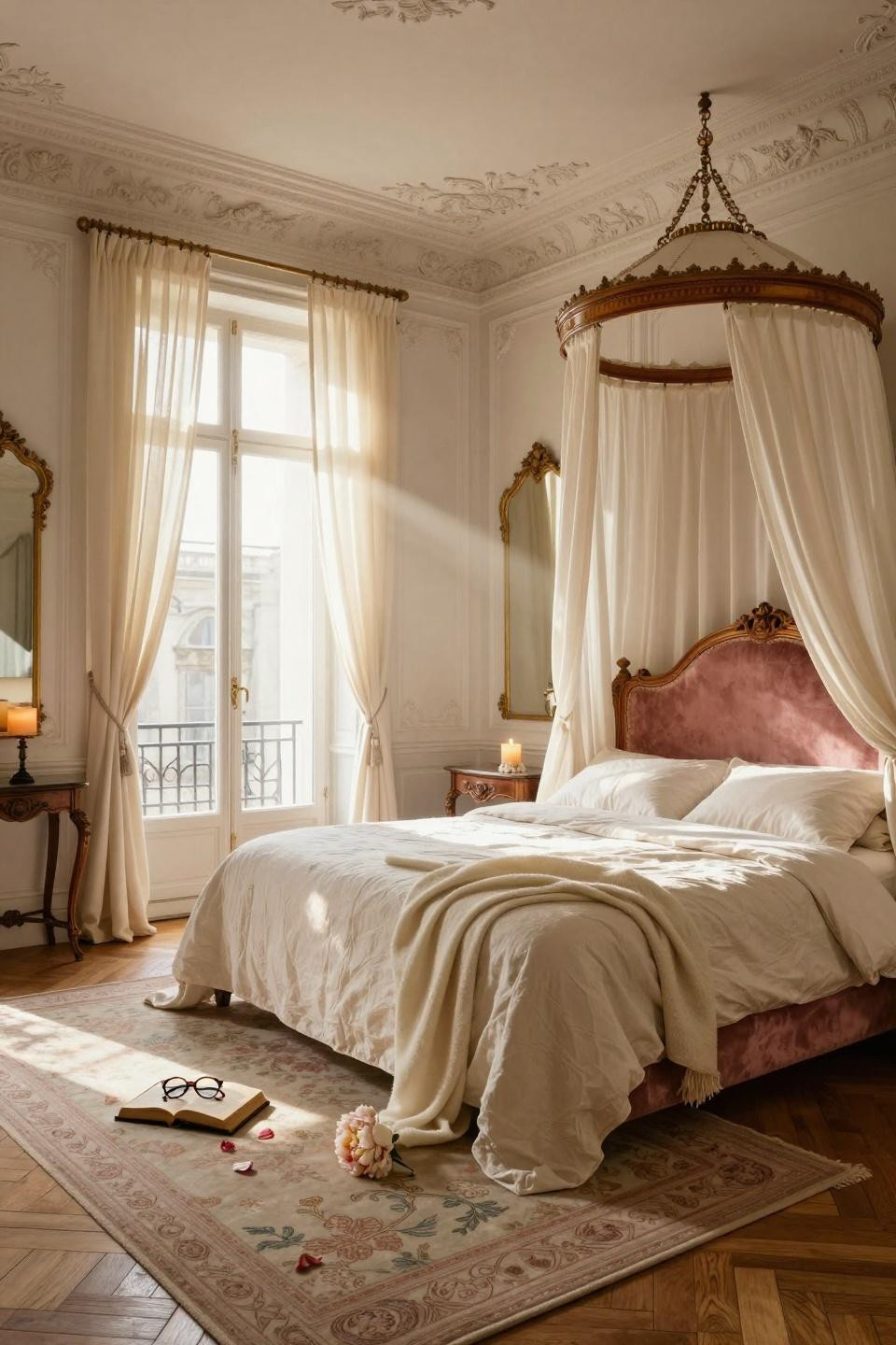 Unique bedroom design with royal French canopy bed