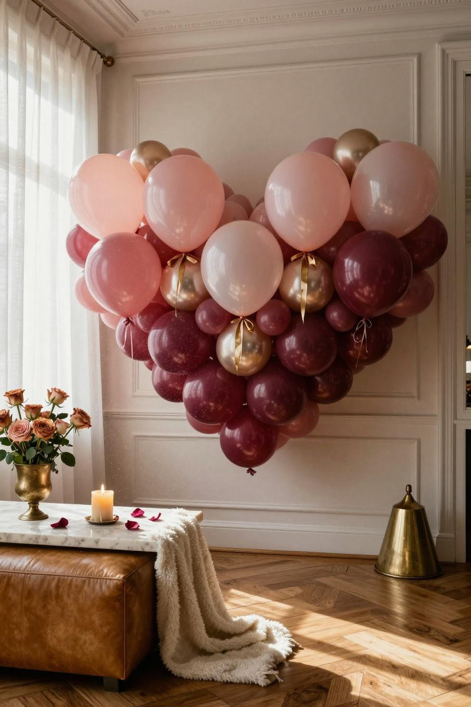 Valentine's Day Balloon Heart Wall - seven-foot sculptural heart with gradient tones