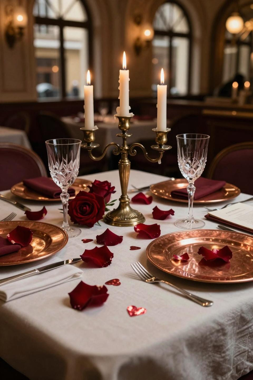 Valentines Day Decorations Restaurant - dramatic candelabra centerpiece