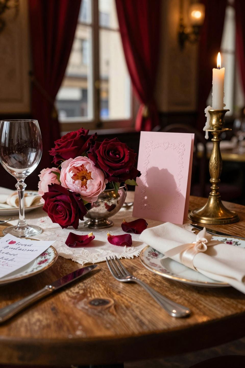 Valentines Day Decorations Restaurant - detailed vintage table styling