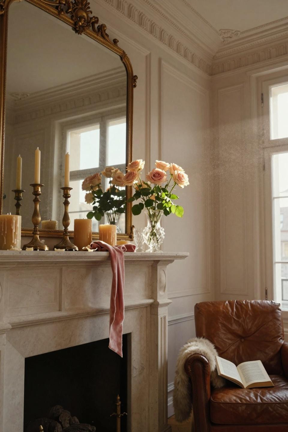 valentines mantle decor - oversized beeswax candles with natural wax pools