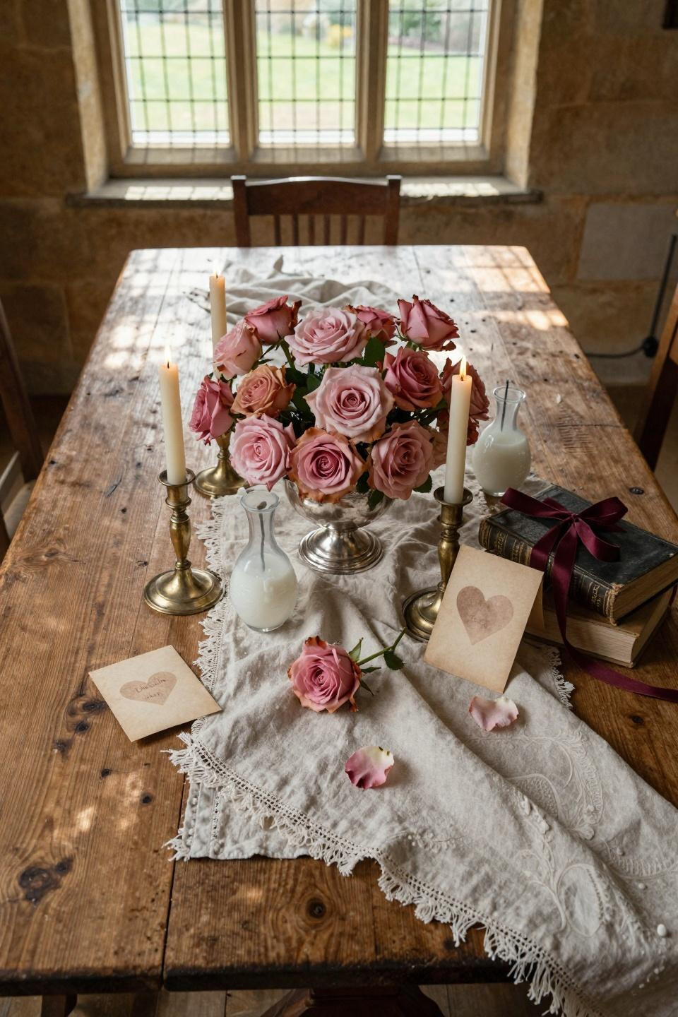 Valentines decorations for home featuring vintage centerpiece