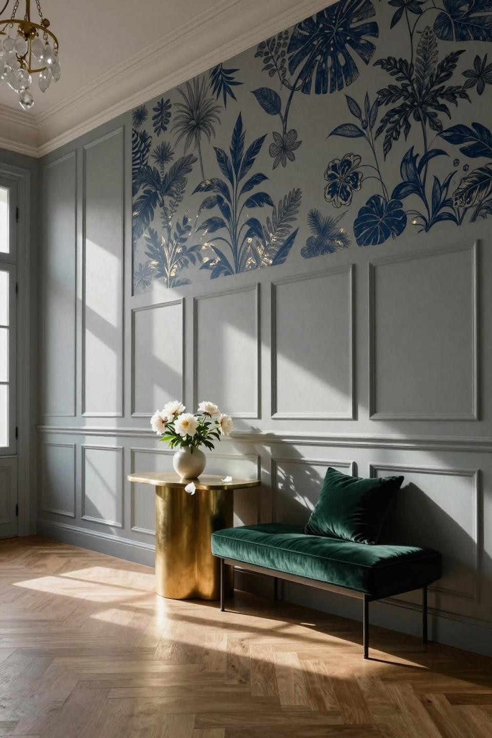 wainscoting design - minimalist dove gray raised panels