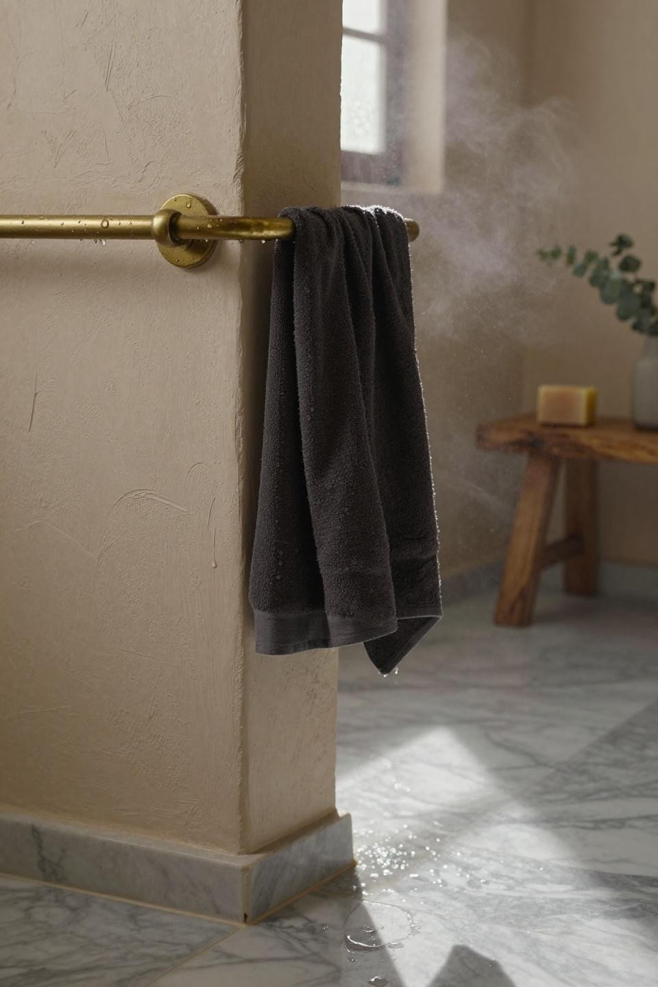 shower half wall ideas - venetian plaster partition