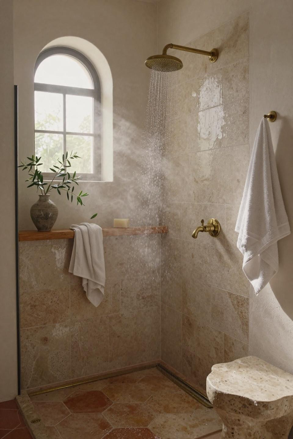 walkin shower ideas no door - rustic farmhouse
