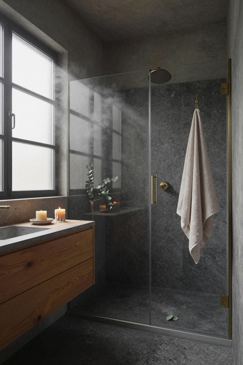 walkin shower ideas no door - poured concrete floor