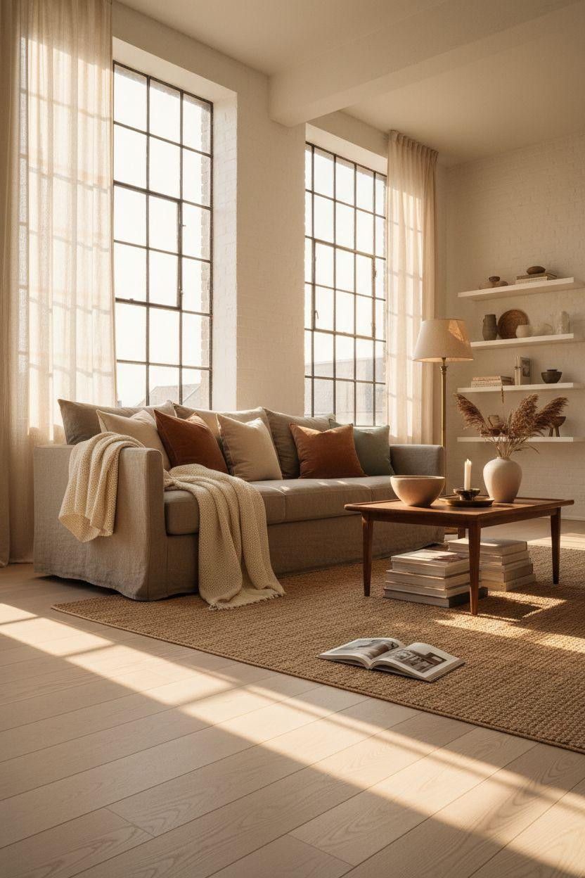 White Oak Hardwood Floors in chevron with geometric light patterns
