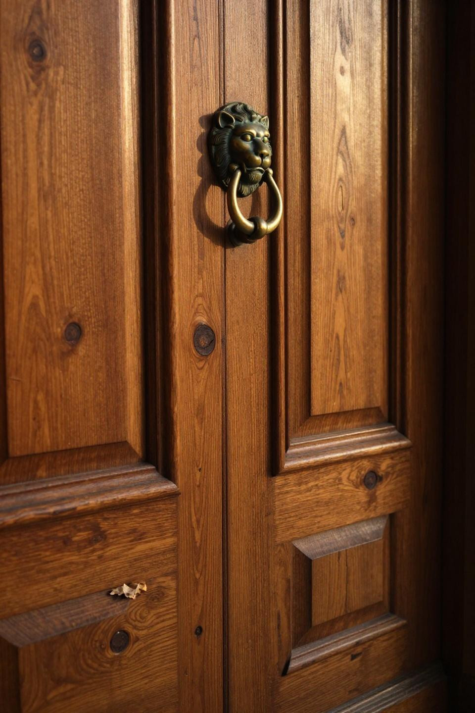 Latest Main Door Design Entrance - hand-carved oak door with brass hardware