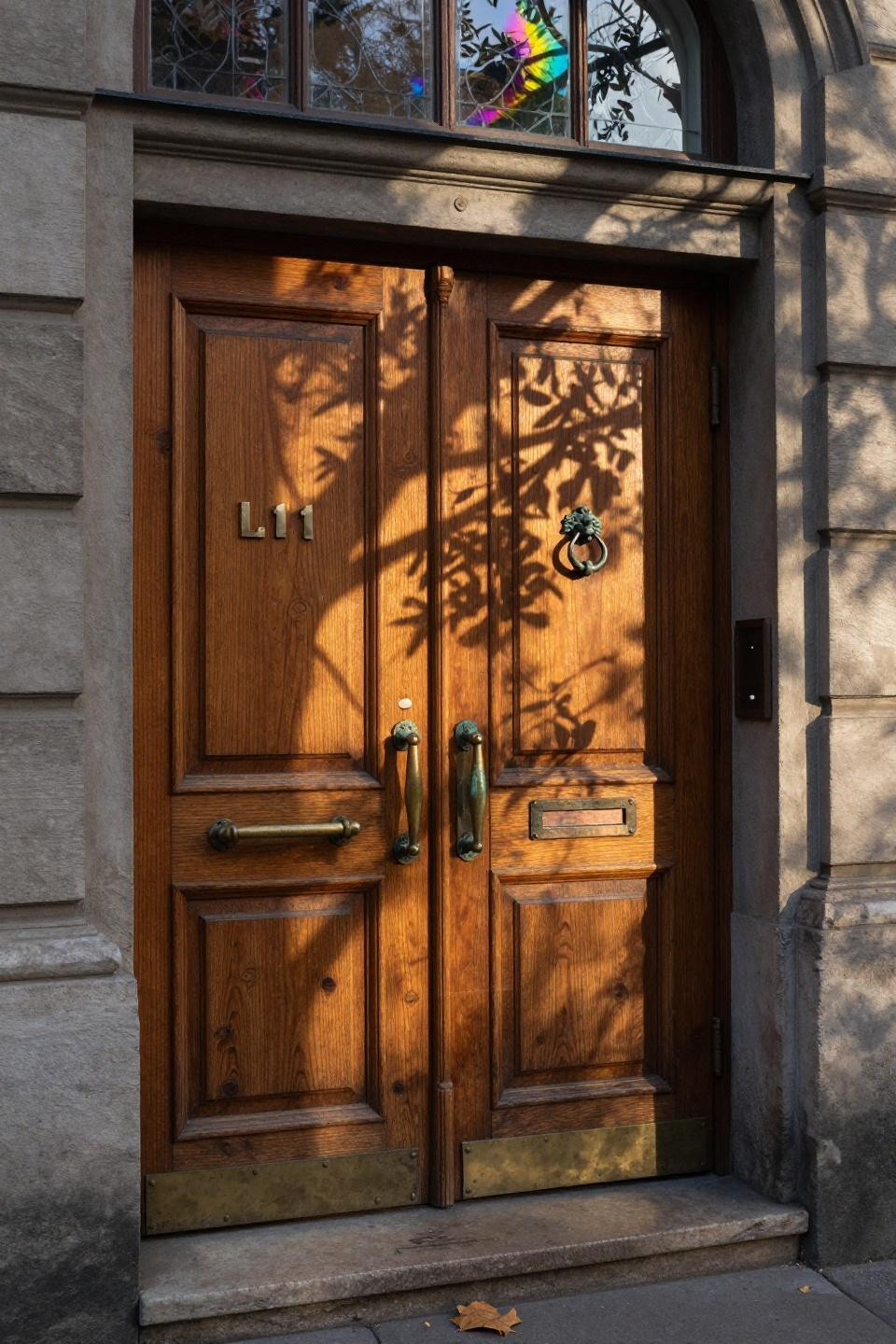Wooden Double Doors Entrance Front Entry - Cotswolds manor with jasmine