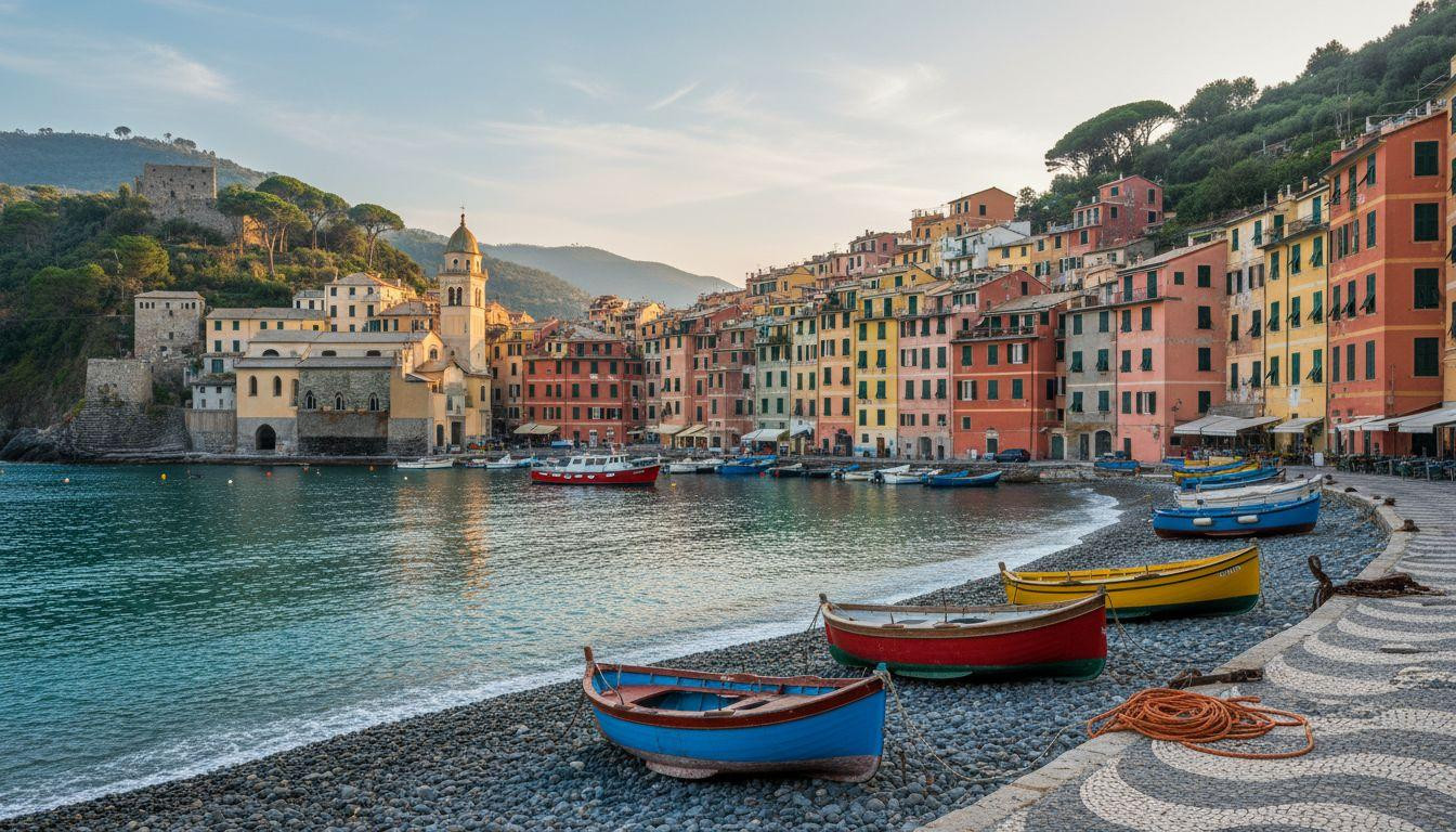 This Italian harbor hides painted balconies that trick your eyes at dawn