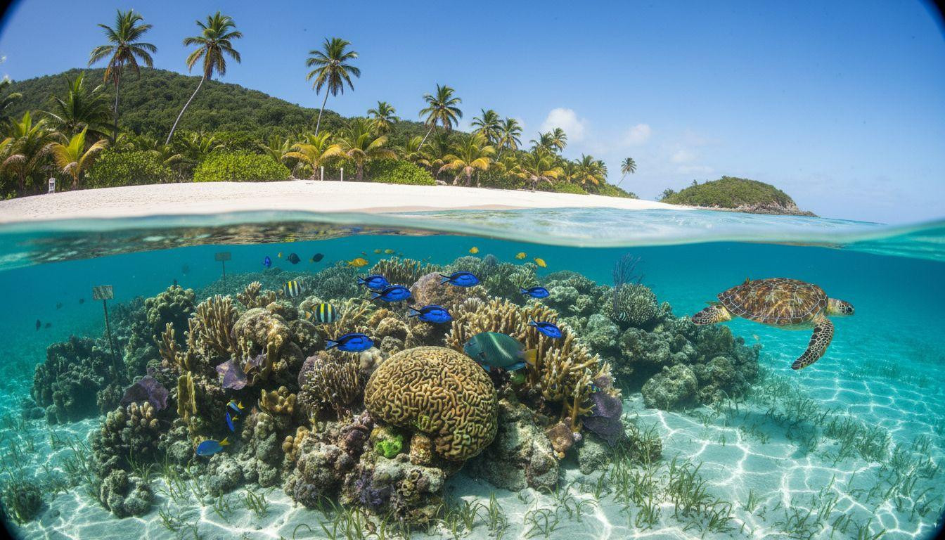 5 islands where coral walls start 50 feet from the beach