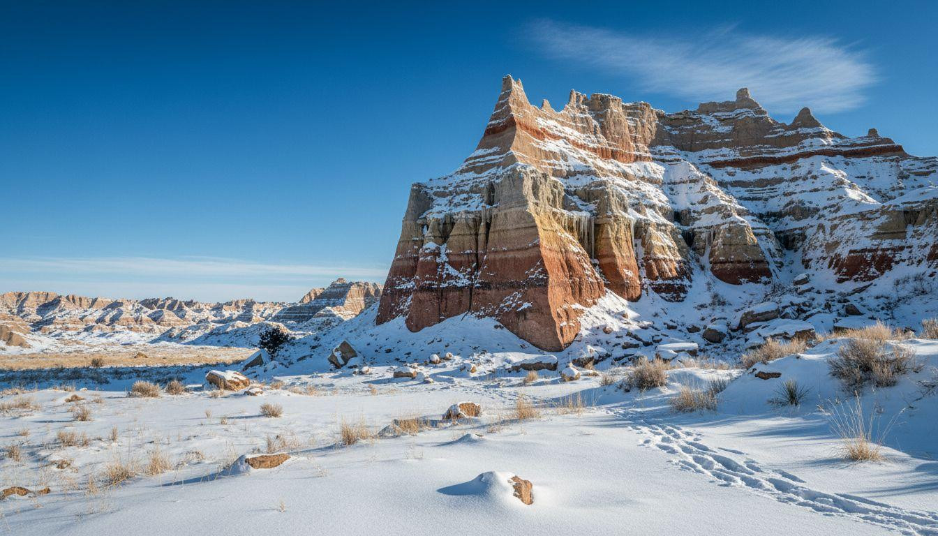 This 10-mile badlands trail stays empty when snowshoes unlock striped canyons