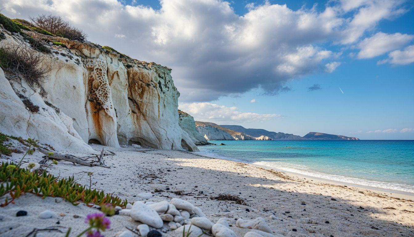 Forget Milos where hotels cost $220 and Kimolos keeps volcanic cliffs for $90