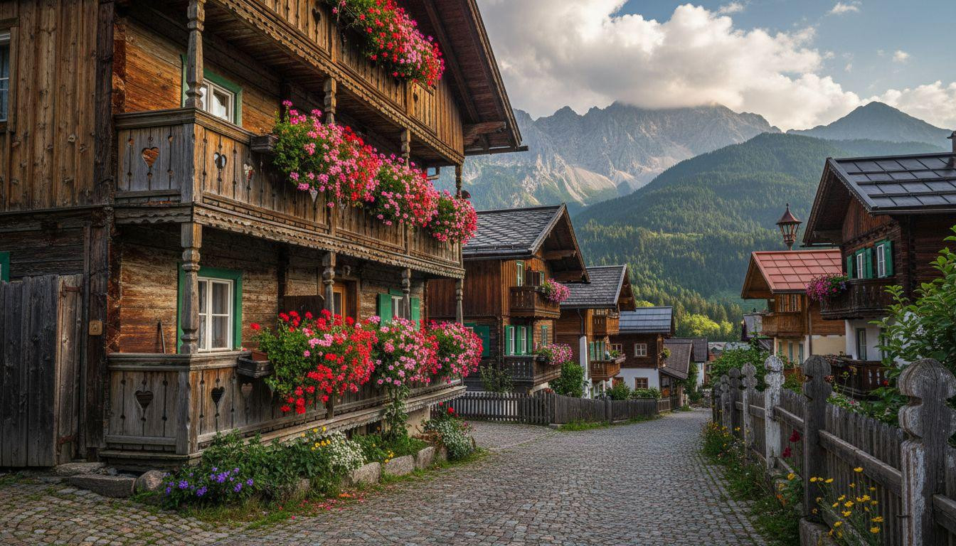 9 villages where wooden balconies overflow with geraniums against Alpine peaks